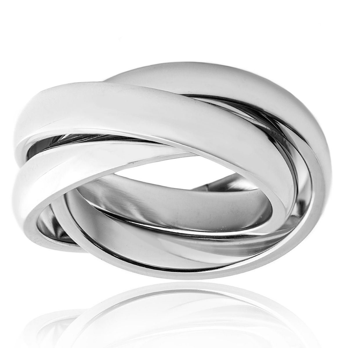 Women's Polished Interconnected Links Steel Ring - West Coast Jewelry - thumbnail 5