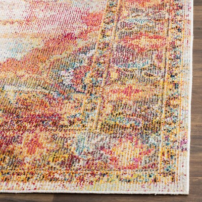 Crystal Cream and Rose Synthetic 9' x 12' Rectangular Area Rug