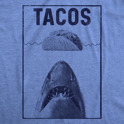 Мужские футболки Crazy Dog T-Shirts, Inc. Mens Tacos Shark T Shirt Funny Jaws Tee for Guys - Crazy Dog Men's T Shirt For Summer Light Blue XXL — фото 2