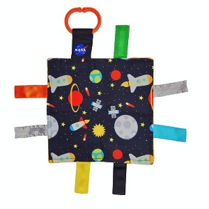 Baby Jack The Learning Lovey Space Moon Stars Planets & Rockets Sensory Crinkle Tag Toy 8" x 8" - 1 of 4