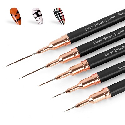 5PCS Metallic Nail Art Pens, Liner Brushes Set, Long Lines, Thin Details, Fine Drawing, Liner Brush