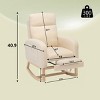 Modern Accent Rocking Recliner Armchair With Wood Legs,Teddy Fabric High Backrest Nursery Rocking Chair With Side Pocket And Leg Rest-Cuddlewood - 4 of 4