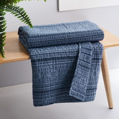 Tolteca Indigo Cotton Quilted Throw Blanket 50x60