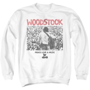 Men's Woodstock Guitar Playing To The Crowd Crewneck Sweatshirt - 1 of 4