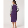 cheibear Women's Long Sleeves Button Up Pajama Dress with Side Pockets - 4 of 4