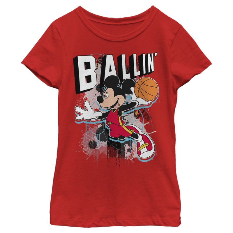 Girl's Disney Mickey Mouse Ballin' T-Shirt, 1 of 6
