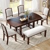 60-78'' Extendable Kitchen Table Set for 6, 6-Piece Dining Room Set with Bench, Upholstered Chairs, Removable Leaf Table-The Pop Home - 2 of 4
