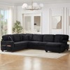 Whisen Corduroy Sectional Sofa with a Movable Ottoman and Side Storage Pockets - 2 of 4
