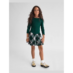 The Children's Place Girls Christmas Long Sleeve Plaid Ribbed Drop Waist Dress - 1 of 3