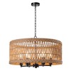 LamQee 6-Light Farmhouse Drum Rattan Chandeliers, Boho Chandelier Light Fixture with Hand Woven Wicker Shade for Kitchen, Bedroom - 2 of 4