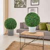 Tangkula 2 PCS 20" Artificial Boxwood Topiary Balls Sun-protective Round Greenery Bushes - 2 of 4