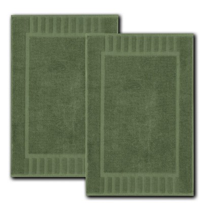 White Classic Luxury 100% Cotton Bath Mats Set Of 2 - 22x34 Sage