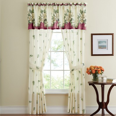 Burgundy Cotton Polyester Rod Pocket Light-Filtering Window Panel Pair