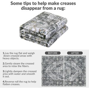 Acekool 8x10 Washable Rug – Vintage Botanical Non-Slip Carpet, Ultra-Thin Floor Mat for Living Room & Bedroom, - 1 of 4