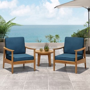 GDFStudio Daniel Patio Acacia Wood Club Chairs with Cushions(Set of 2) - 1 of 4