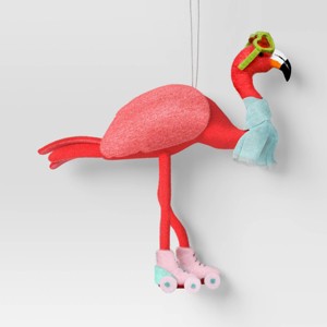 Christmas Felted Wool Flamingo with Skate Ornament - Wondershop™ - 1 of 3