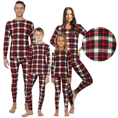 Rocky Plaid White Matching Family Warm Thermal Pajamas Holloween, Christmas, Girls, Boys, Mens, Womens