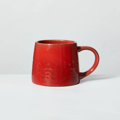 7oz Etched Lace Pattern Stoneware Mini Mug Red - Hearth & Hand™ with Magnolia