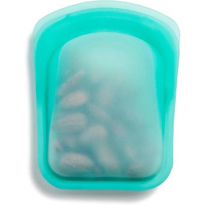 Silicone Reusable Food Storage Pocket Bags, 2-Pack Clear + Aqua, 4 Oz Leak-free