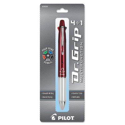 Pilot Dr. Grip 4 + 1 Multi-Function Pen/Pencil 4 Assorted Inks Burgundy Barrel 36226