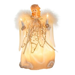 Kurt Adler 10-Light 9-Inch Ivory and Gold Angel Tree Topper - 1 of 4