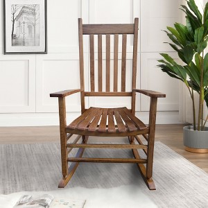 CAVINAS 18" Rocking Chair for Balcony Porch, Classic Wooden Accent Chair with High Backrest - 1 of 4