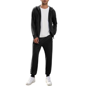 Men's Tracksuits 2 Piece Hooded Athletic Sweatsuit Zip Jogging Sportsuits - 1 of 4