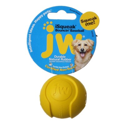 JW Pet iSqueak Bouncing Baseball Rubber Dog Toy-Assorted Colors