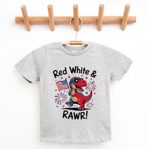 The Juniper Shop Red, White and Rawr Youth Short Sleeve Tee - M - Heather Grey - 1 of 4
