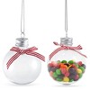 RN'D Toys Clear Fillable Ornaments - Shatterproof Transparent Plastic Craft Ornament Balls Decorations with Red and White Ribbon for DIY Christmas