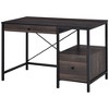 HOMCOM Industrial Style Home Office Desk with Filing Cabinet Storage Drawer for Letter Size Papers and Steel Frame, Black/Walnut - 4 of 4
