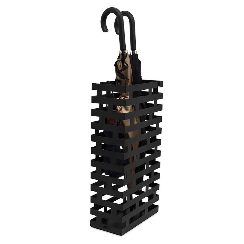 BirdRock Home Umbrella Holder Stand with Removable Water Tray - Line Design - Black, 1 of 8