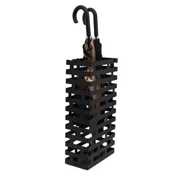 BirdRock Home Umbrella Holder Stand with Removable Water Tray - Line Design - Black
