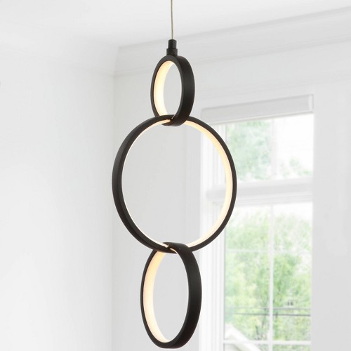7.75" Adjustable Loop Ring Pendant (Includes Energy Efficient Light Bulb)Black - JONATHAN Y