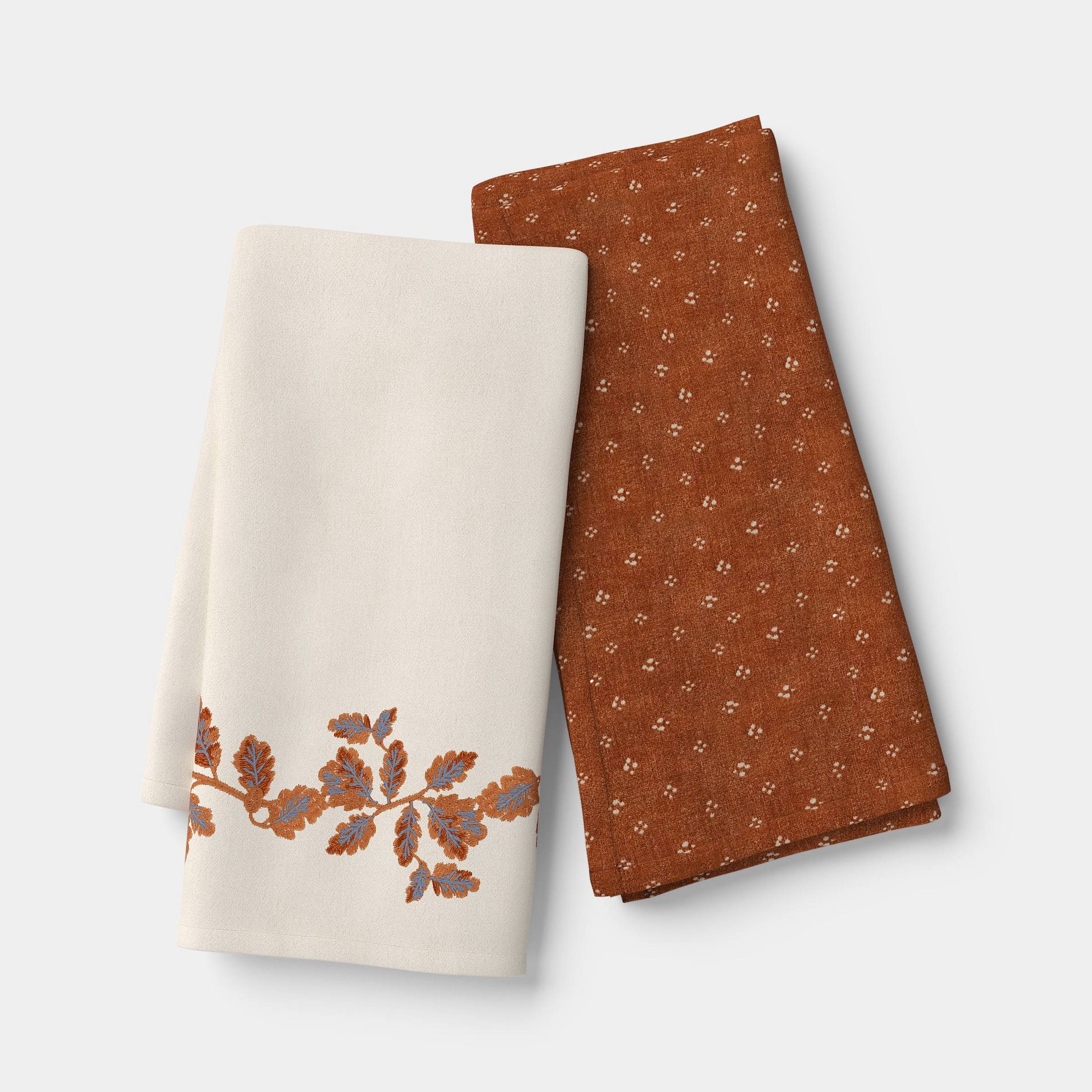 2pk Leaves Kitchen Towels Green - Threshold™