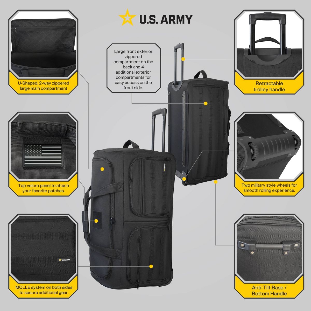 U.S. Army Carry On ROMEO 31" Lightweight Tactical Rolling Duffel Bag - thumbnail 3
