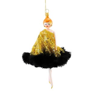 De Carlini Italian Ornaments 7.0 Inch Paulette In Gold Sequin Dress Christmas Tree Ornament , Chic Vogue Fashion (1PC) - 1 of 3