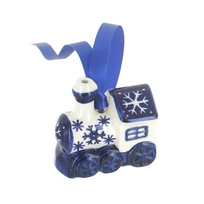 Blue Rose Polish Pottery K019 Manufaktura Locomotive Ornament