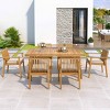 7 PCS Patio Dining Set with Dining Table, Slatted Top Design Table, Acacia Wood Frame Dining Chairs with Polyester Cushion Covers-Coolbibila - 2 of 4