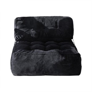 Itopfox Floor Sofa Bean Bag Couch with Back Support, Comfy Corded Fabric Chair Seating for Living Room Bedroom Apartment, Black - 1 of 4
