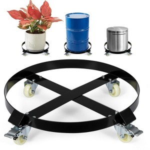 CuisinSmart 55 Gallon Heavy Duty Oil Drum Dolly, 1000lbs Weight Capacity, Trash Can Dolly with Cross Braces & Swivel Wheel, Non Tipping, with Brake - 1 of 4