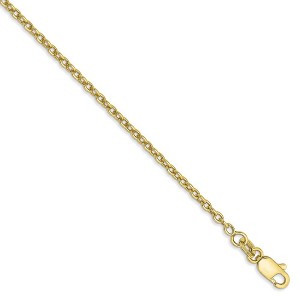 Black Bow Jewelry 2mm 10k Yellow Gold Solid Cable Chain Anklet - 1 of 4