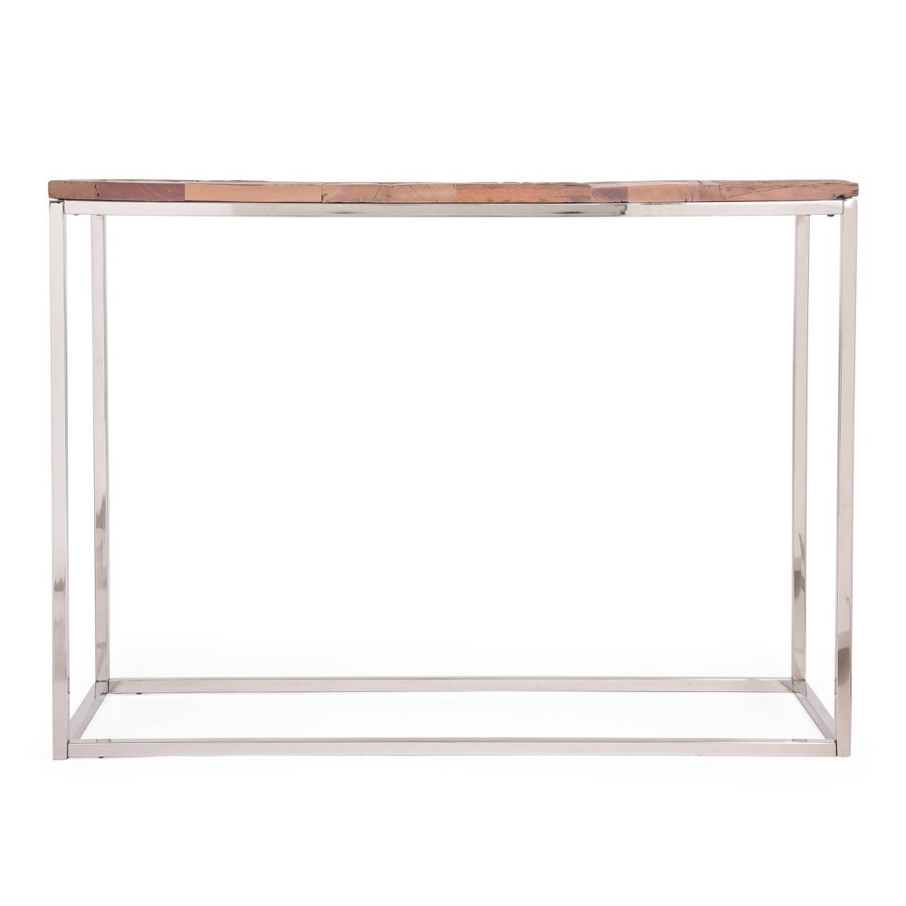 Photos - Coffee Table Pendroy Boho Glam Handcrafted Wood Console Table Natural/Silver - Christop