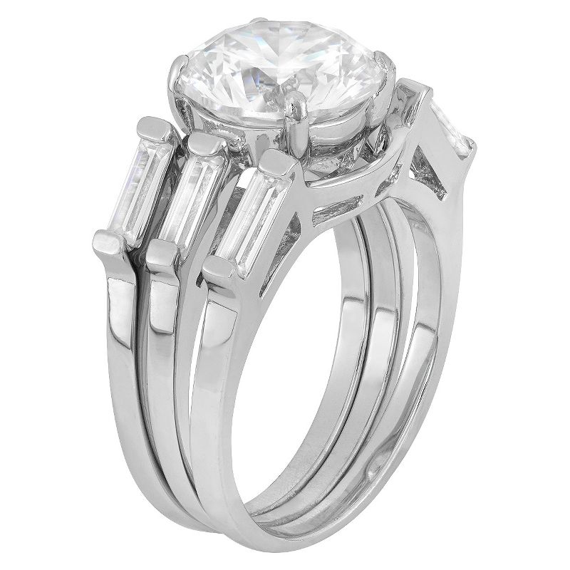 4.95 CT. T.W. 10mm Round-Cut Cubic Zirconia Designer 3-Piece Ring Set with Side Stones In Sterling Silver - (7), 2 of 4
