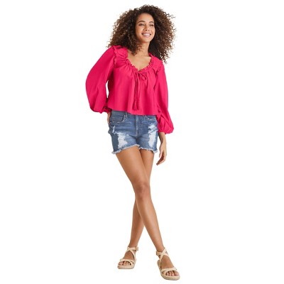 VENUS Womens Tassel Long Sleeve Top