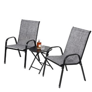 Mondawe 3 Piece Patio set, Outdoor Camping Chairs with Breathable Textilene Fabric, Folding Table, 2 Chairs - 1 of 4
