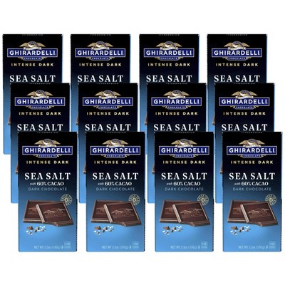 Ghirardelli Sea Salt Dark Chocolate Bar 60% Cocoa  - 12 bags, 3.5 oz each