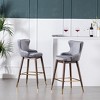 Roundhill Furniture Leland Fabric Upholstered Wingback Bar Stools, Gray, Set of 2 - 2 of 4