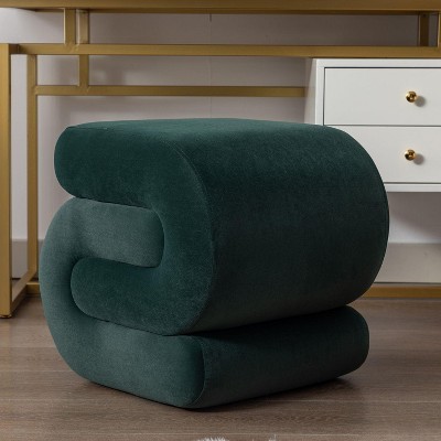 Ottoman Stool Footrest Modern S-Shape Makeup Stool, Upholstered Extra Seating For Living Room,Bedroom,Entryway-Maison Boucle