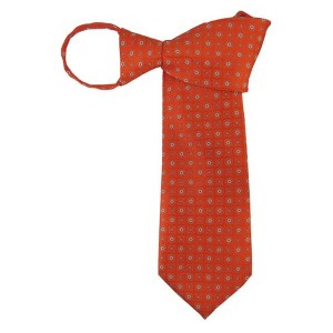 TheDapperTie Men's Orange And Steel Blue Geometric Stripe 3.5 Inch W And 20 Inch L Zipper Necktie - 1 of 3